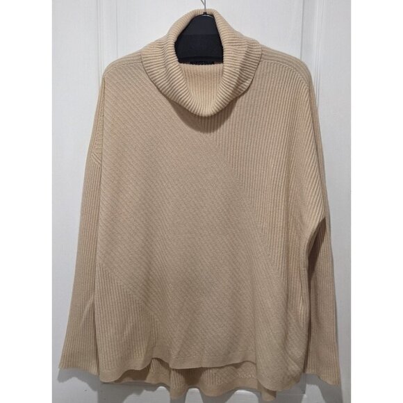 Eileen Fisher | Rib Knit Cashmere Turtleneck Sweater in Camel - Picture 3 of 8